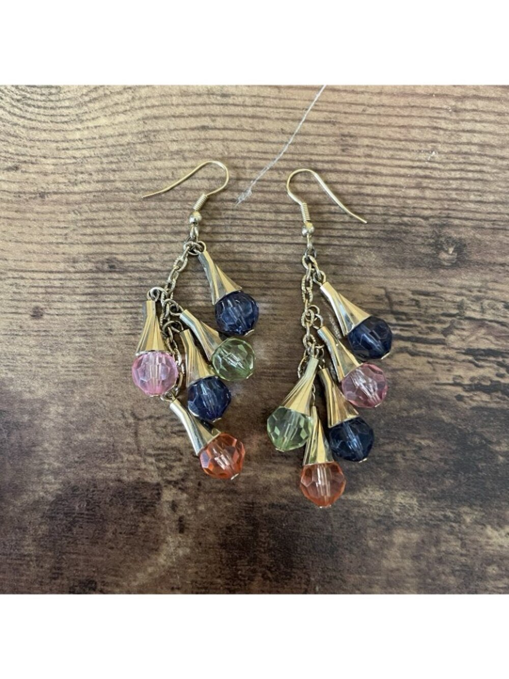 Vintage 90s Earrings Lot 3 Pairs Dangle Dangly Hoops Statement Colorful Pierced - Picture 5 of 5